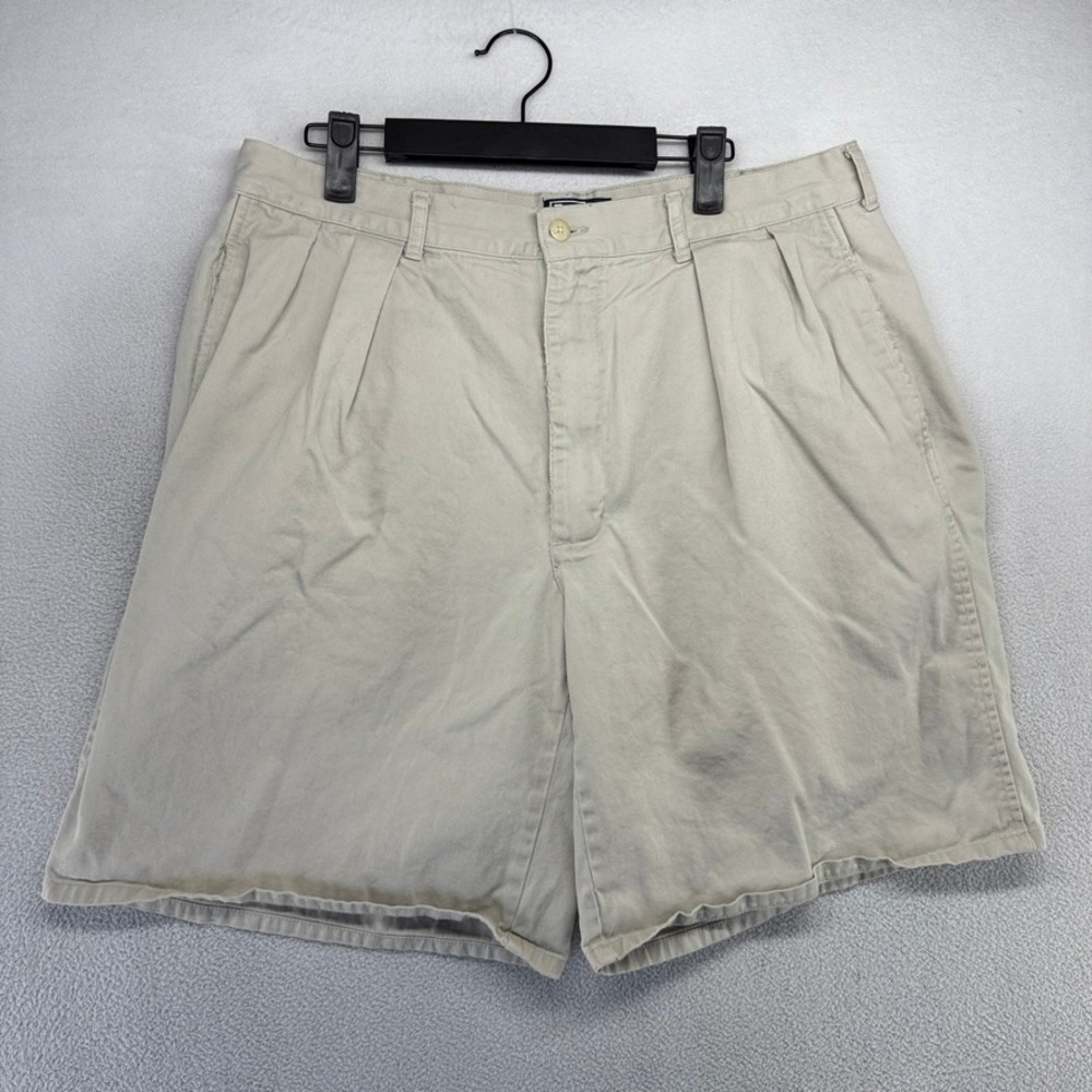 Vintage Ralph Lauren Shorts Mens 33 Beige Baggy Pleated Chino made in USA 90s